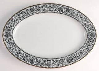 Carriage House Castile 14 Oval Serving Platter, Fine China Dinnerware   Black &