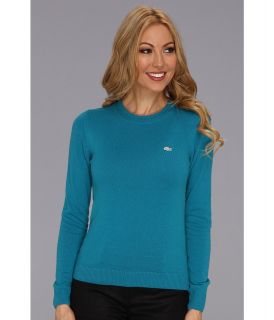 Lacoste LVE Pointelle Crewneck Sweater Womens Sweater (Blue)