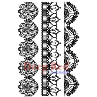 Deep Red Cling Stamp Set  Vintage Lace Borders