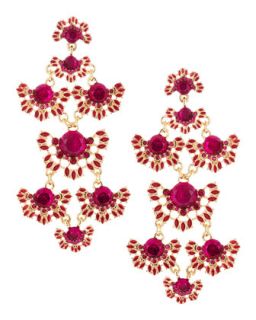 Gem Flower Chandelier Earrings, Fuchsia