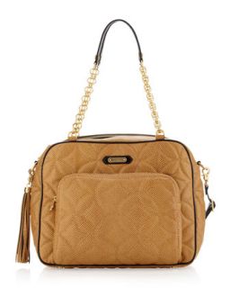 Dance Chain Strap Quilted Tote Bag, Camel