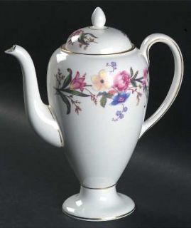Wedgwood Devon Sprays Coffee Pot & Lid, Fine China Dinnerware   Blue&Pink Flower