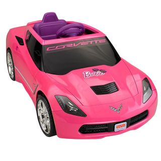 Fisher Price Power Wheels Barbie Corvette Battery Powered Riding Toy Multicolor