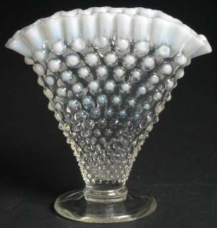 Fenton Hobnail French Opalescent 6 Inch Footed Crimped Fan Flared Vase   French