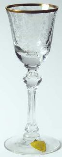 Tiffin Franciscan Cherry Laurel Wine Glass   Stem #17392,Etched,Gold Trim