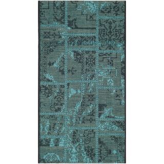 Safavieh Palazzo Black/ Turquoise Over dyed Chenille Rug (2 X 36)