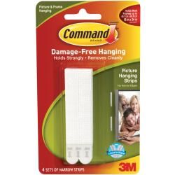 3m Command Narrow White Picture Hanging Strips (set Of 4)