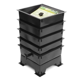 The Worm Factory 4 Tray Recycled Plastic Worm Composter   Black   4 TRAY BLACK
