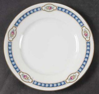 Thomas 3335 Salad Plate, Fine China Dinnerware   Blue Laurel Band,Floral Insets,