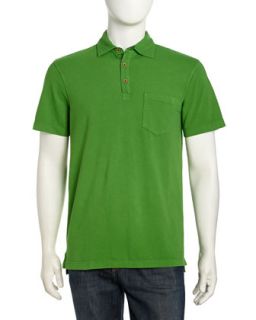 Short Sleeve Stretch Knit Polo Shirt, Green