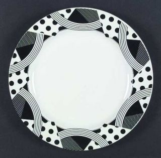 Studio Nova Matinee Dinner Plate, Fine China Dinnerware   Black & White Polka Do