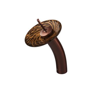 Vigo Single Lever Waterfall Faucet With Caramel Chocolate Swirl Glass Disc In Oil Rubbed Bronze