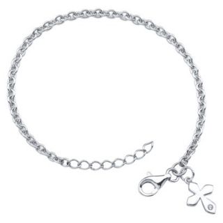 Little Diva Sterling Silver Bracelet with Diamond Accent Cross Charm   Silver