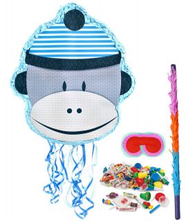 Sock Monkey Blue Pinata Kit