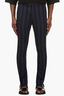Lad Musician Blue And Black Stripe Slim Fit Trousers