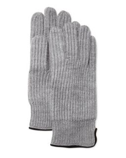 Merino Ribbed Gloves, Medium Gray