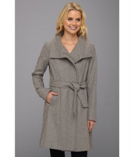 Vince Camuto Studded Sleeve Single Breasted Wool Coat Womens Clothing (Gray)