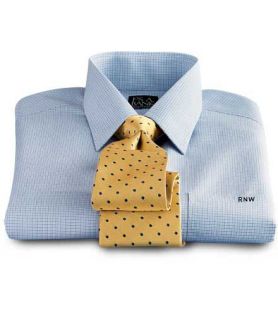 Traveler Tailored Fit Point Collar Patterned Dress Shirt JoS. A. Bank