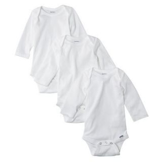 Gerber Onesies Newborn 3 Pack Long sleeve   White 6 9 months